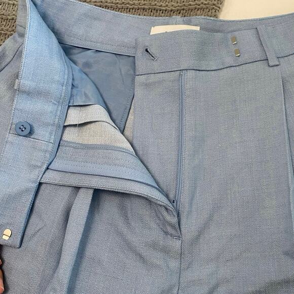 Reiss June Pleated Front Wide Leg Pants Blue Size 8 - Picture 8 of 11